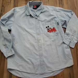 Mickey Mouse Unlimited denim button up shirt sz small
